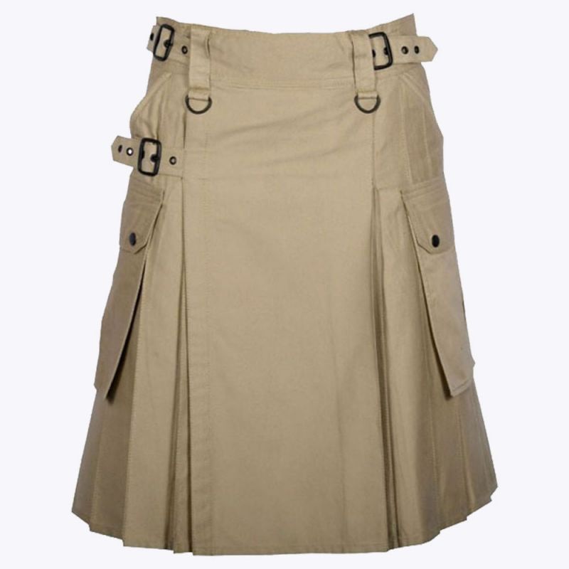 Khaki Cargo Pocket Kilt