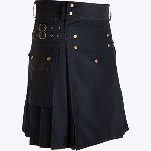 navy blue utility kilt straps style with cargo pockets 1