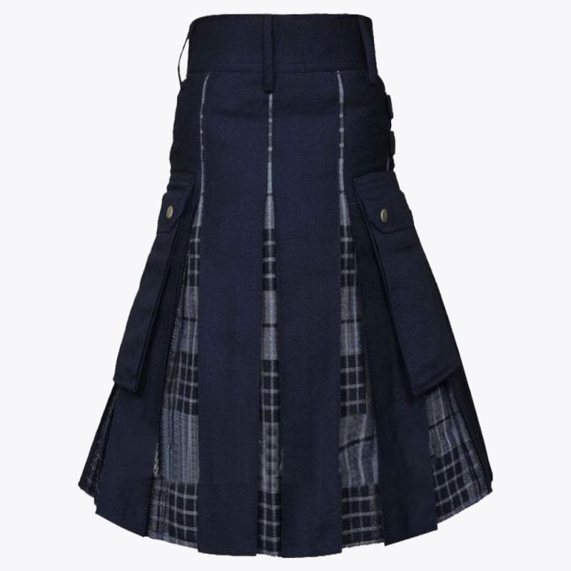 black cotton gray watch tartan hybrid utility kilt1 1