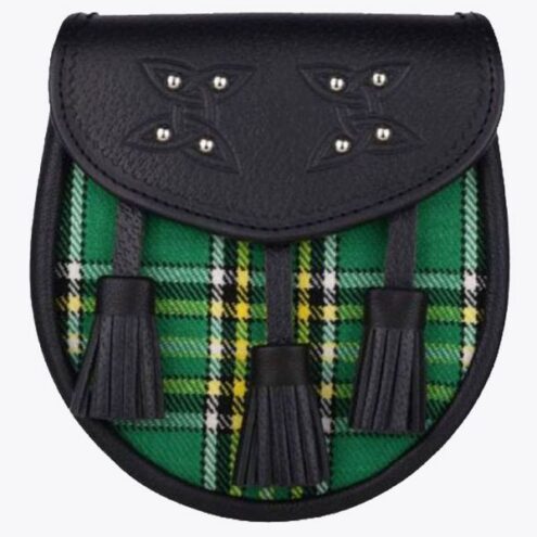 Genuine Leather Irish National Green Tartan Sporran