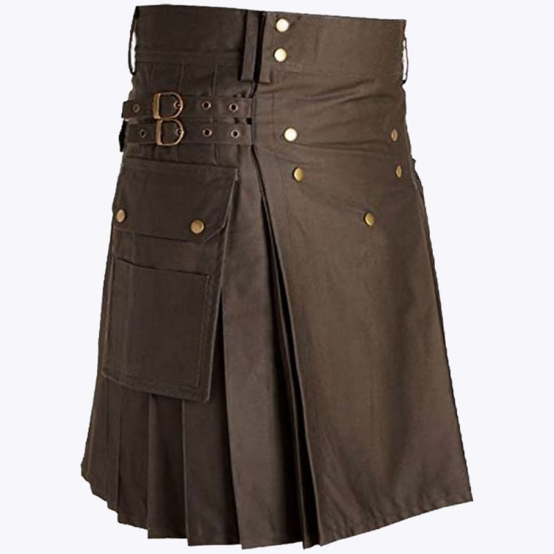 gray utility kilt straps style with cargo pockets 1