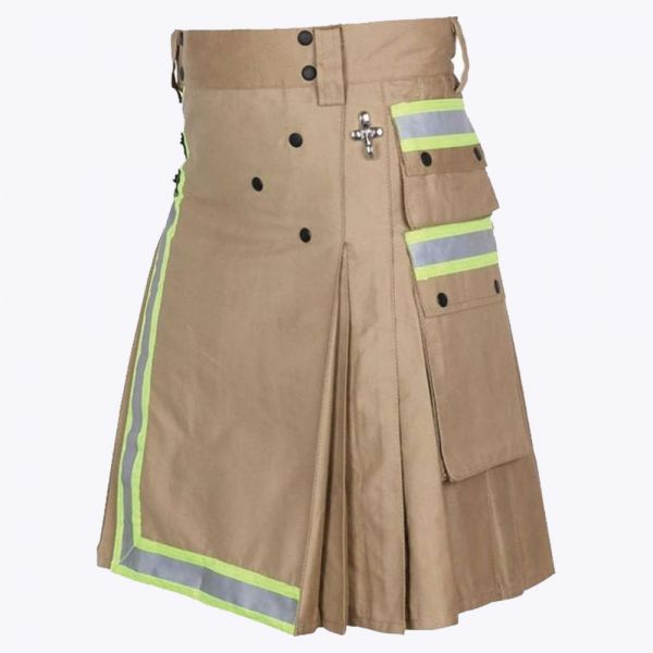 khaki firefighter utility kilt for men 1
