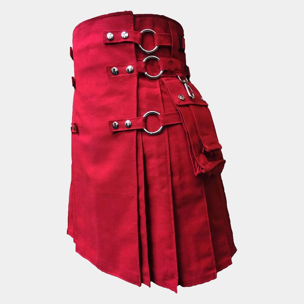 red canvas cloth straps utility kilt for men 2 (1)