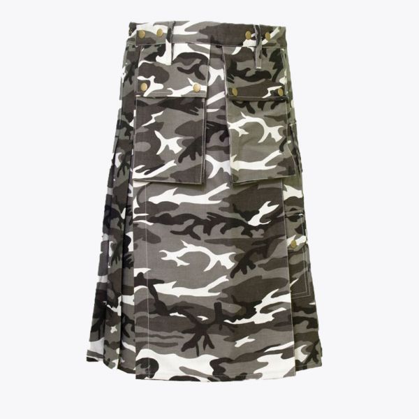 urban snow camouflage utility kilt $55