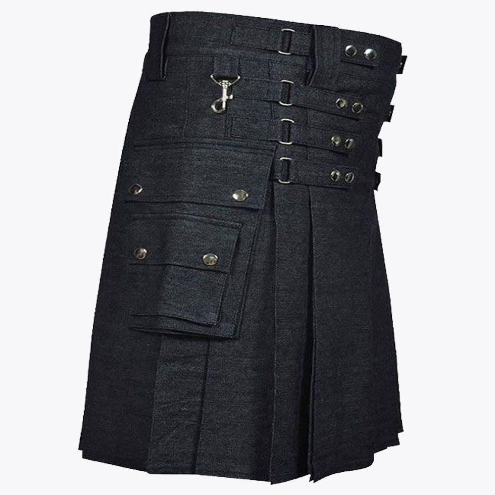 black denim utility kilt for men1.jpg
