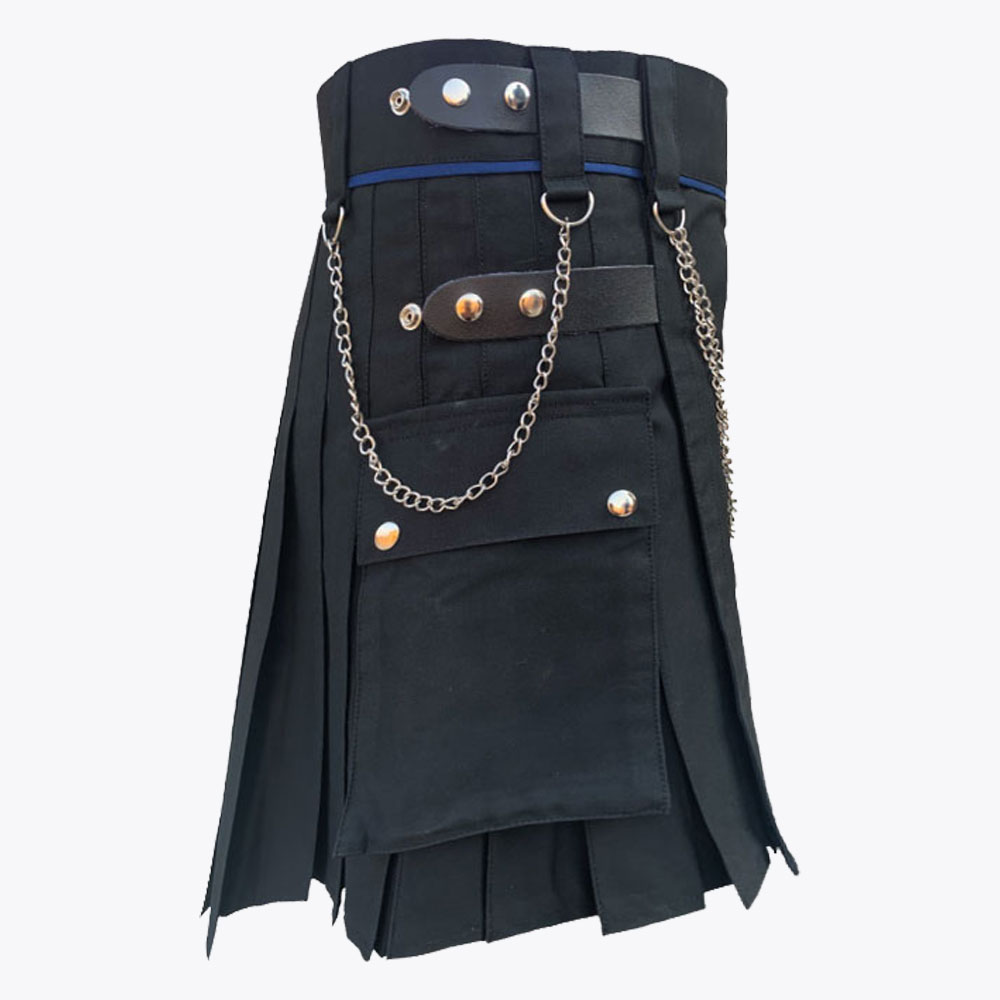 black modern utility kilt with silver chain 1 1.jpg