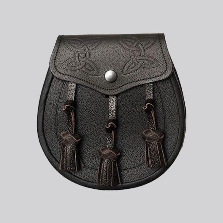 black leather celtic interweave knotted tassel sporran.jpg