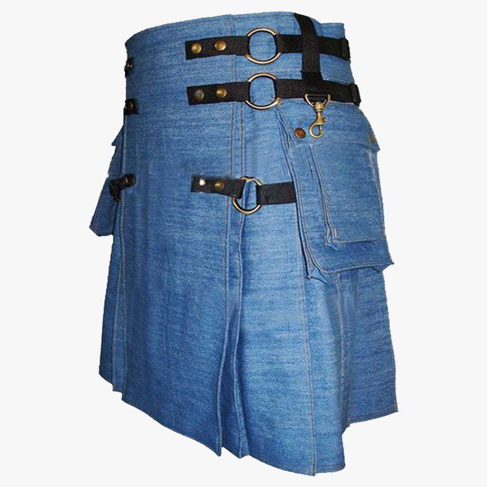 blue denim cargo fashion utility kilt2.jpg
