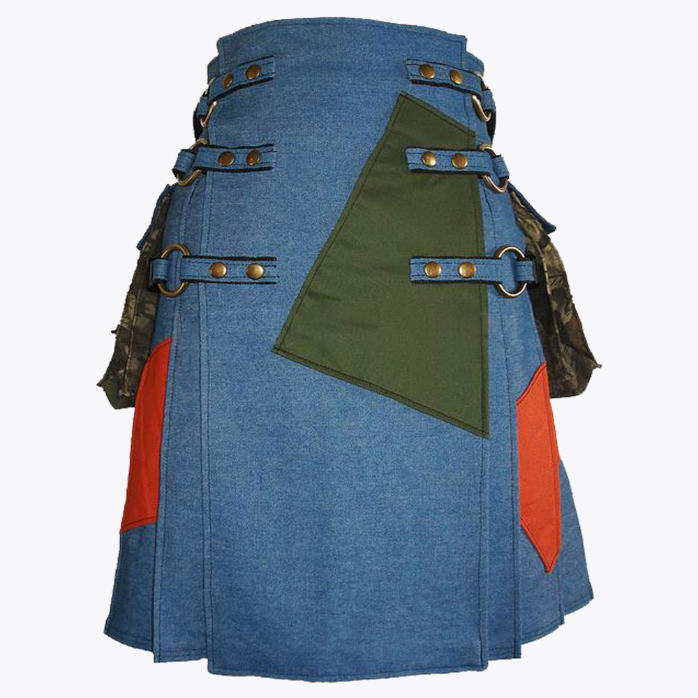 blue jean denim utility kilt with cargo pockets.jpg
