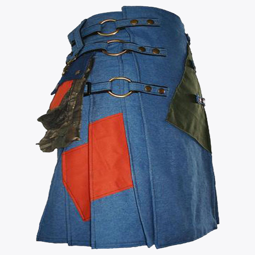 blue jean denim utility kilt with cargo pockets2.jpg