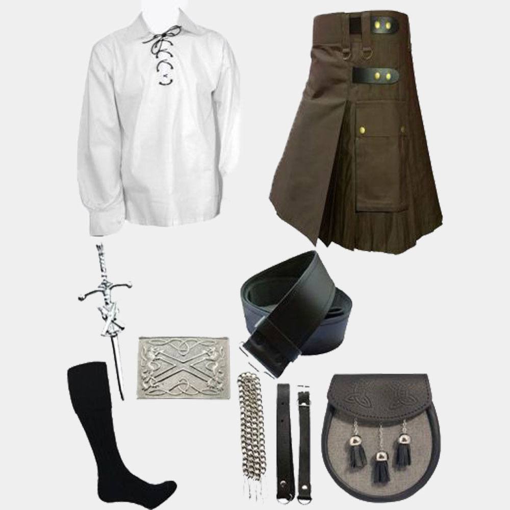 brown utility kilt white shirt with accessories deal 1 1.jpg