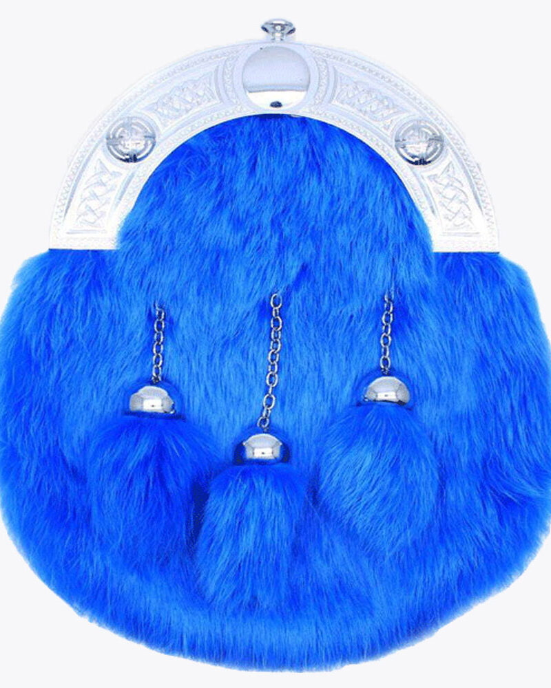 chrome celtic full dress knot light fashion blue rabbit fur sporran.jpg
