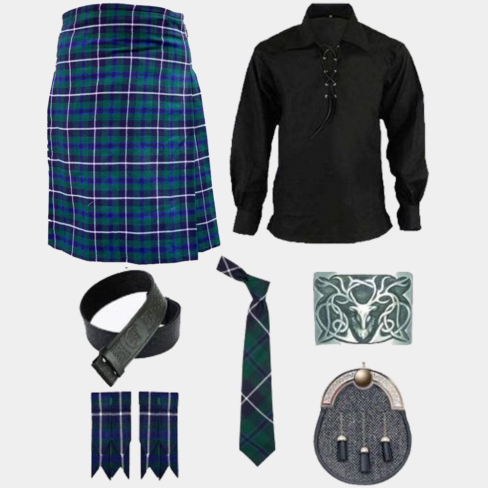 douglas tartan kilt with ghillie shirt accessories deal.jpg