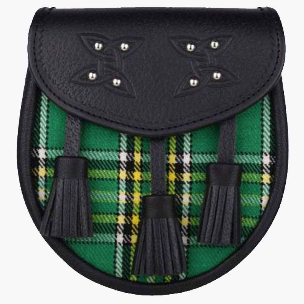 genuine leather with irish national green tartan sporran.jpg