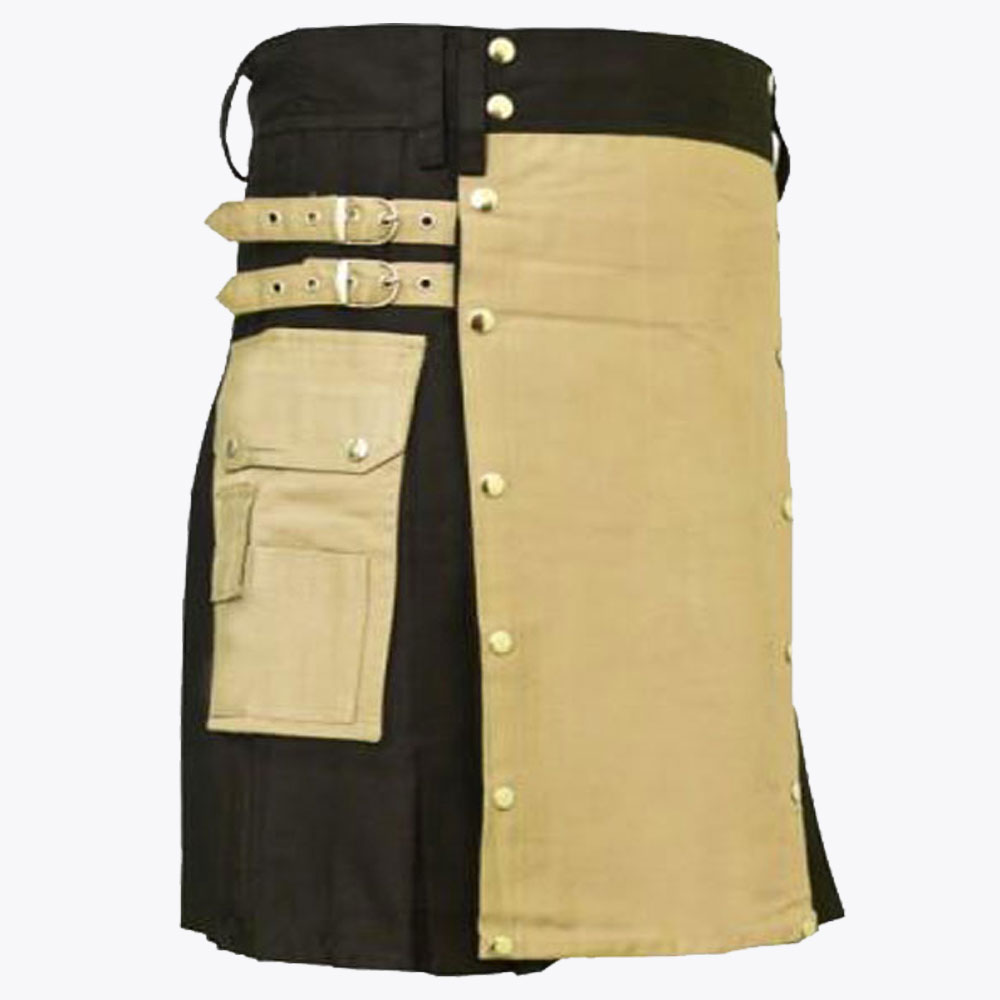 khaki modern utility kilt for men1.jpg