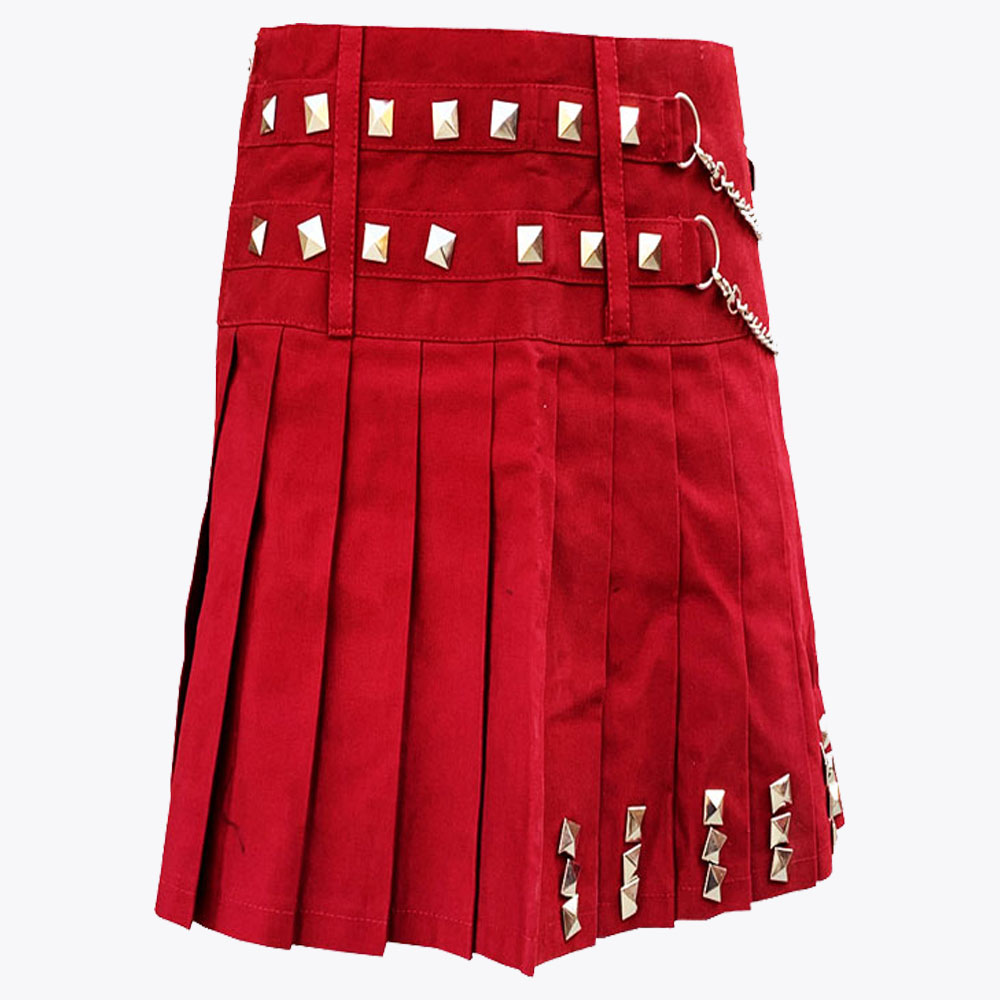 new red fashion with silver chain utility kilt1.jpg