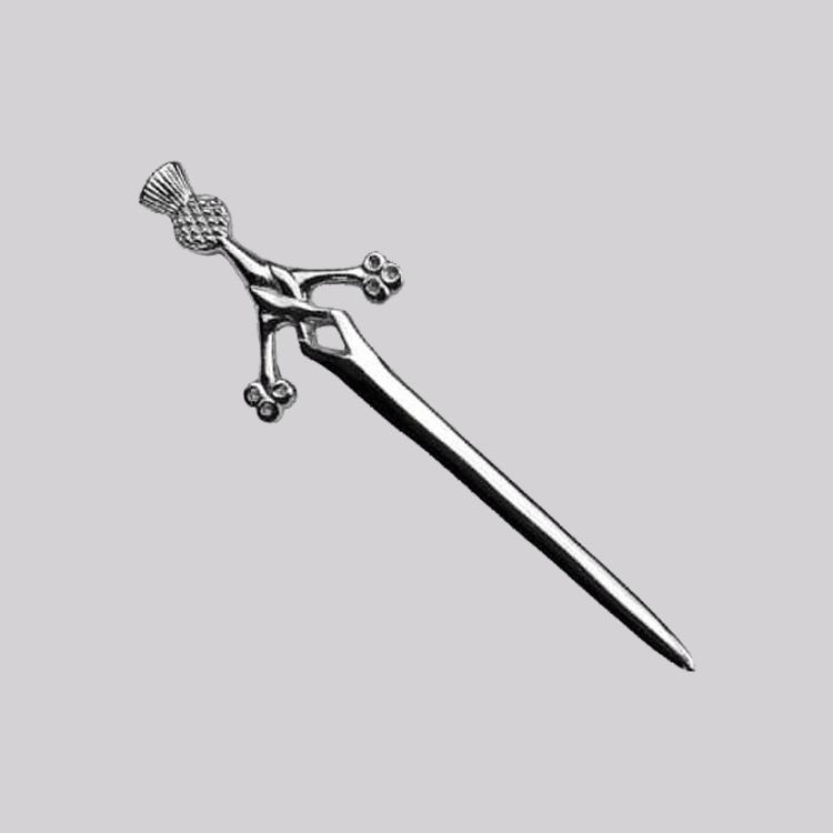 new deluxe claymore sword thistle head kilt pin.gif