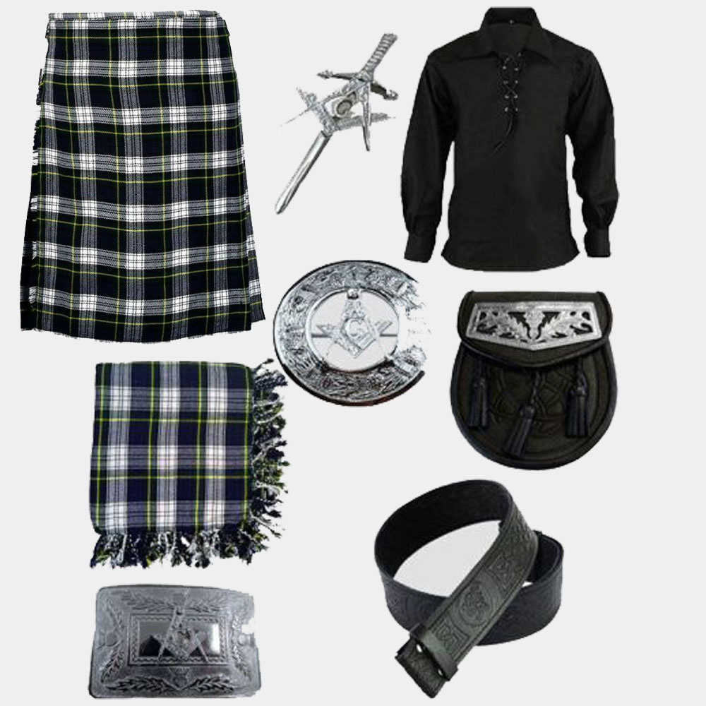 scottish dress gordon tartan kilt ghillie shirt with accessories deal.jpg